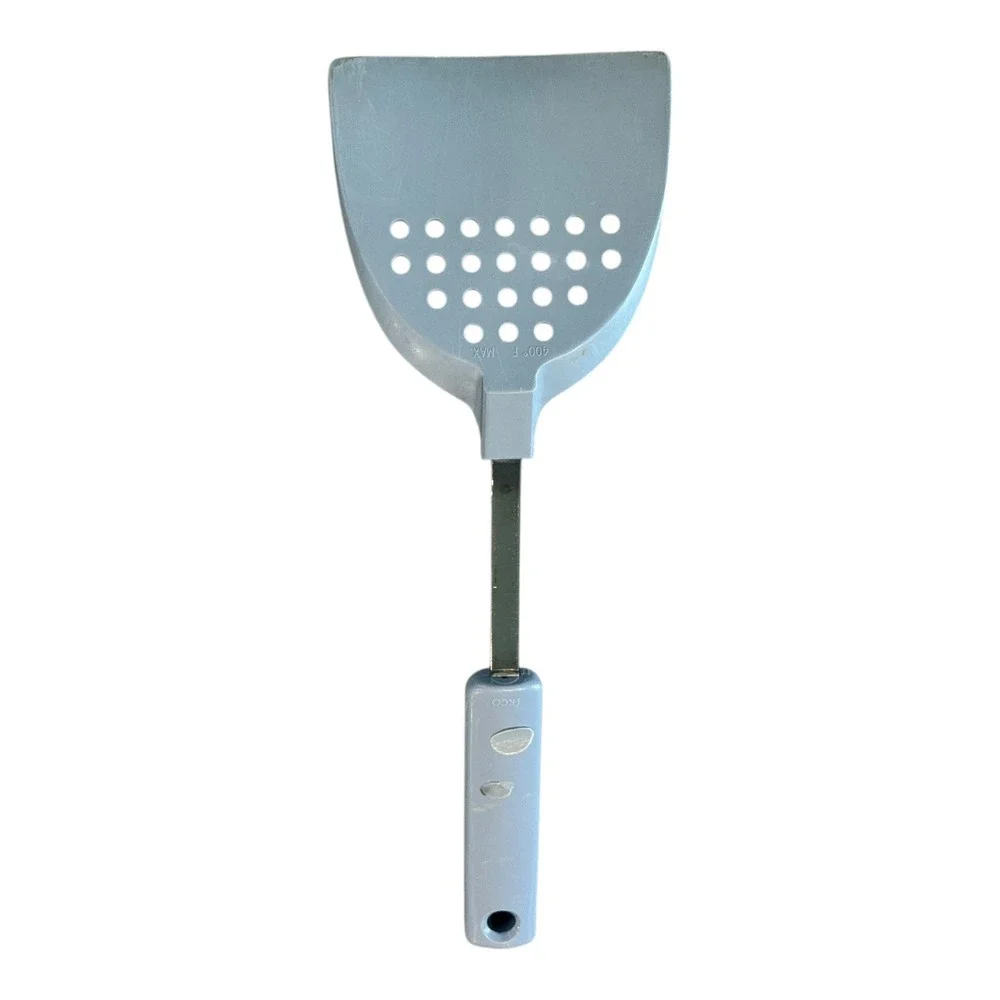 EKCO Slotted Spatula Turner Kitchen‎ Utensil Gray Metal Handle Holes Perforated